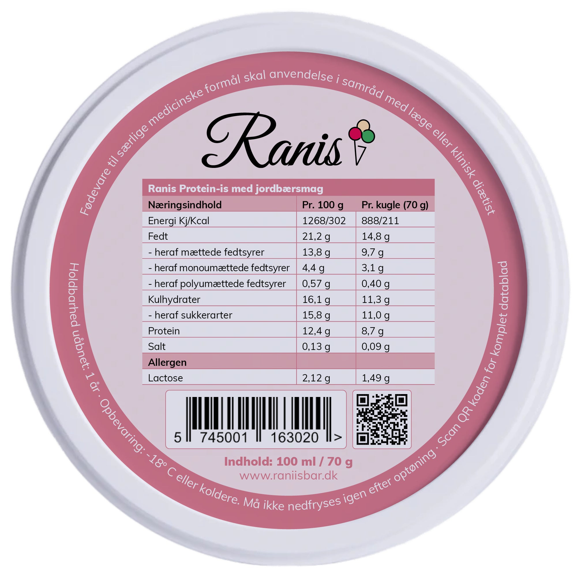Ranis Jordbær Protein-is