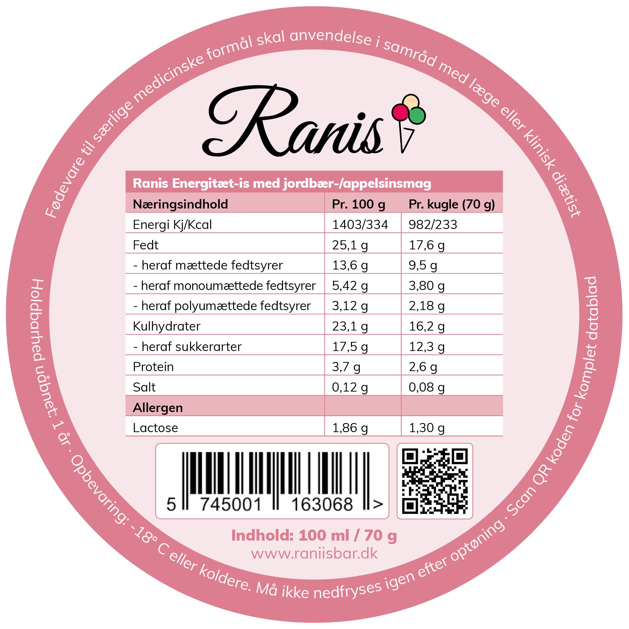 Ranis Erdbeer-Orange Energiespeiseeis